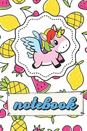 notebook unicorn note book with strawberry pineapple cherry pear watermelon fruit pattern lined paper note