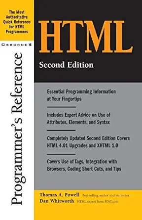 html programmers reference 1st edition dan whitworth ,thomas a powell 0072132329, 978-0072132328