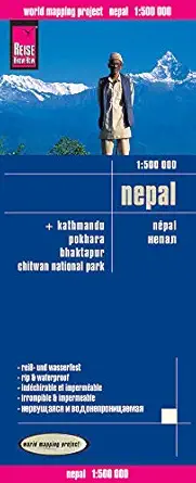 nepal travel map 1 500 000 1st edition reise know how 3831773831, 978-3831773831