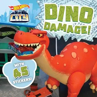 hot wheels city dino damage car racing storybook with 45 stickers for kids ages 3 to 5 years 1st edition rory