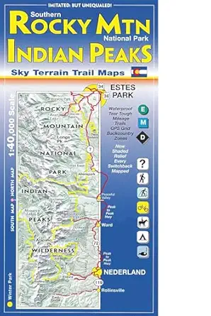 southern rocky mountain national park and indian peaks wilderness trail map 1st edition sky terrain