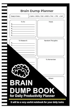 brain dump book for productivity planner tracker for goals appointments and tasks list paper daily to do