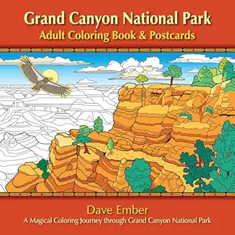 grand canyon national park adult coloring book and postcards 1st edition dave ember 1560377216, 978-1560377214