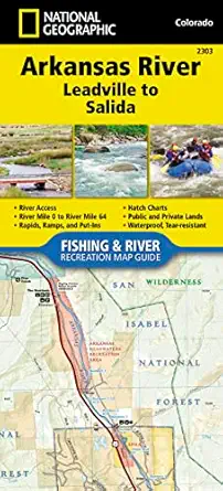 arkansas river leadville to salida map 1st edition national geographic maps trails illustrated 1566957036,