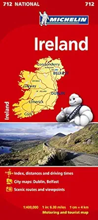 ireland michelin national map 712 1st edition follow 2067170252, 978-2067170254