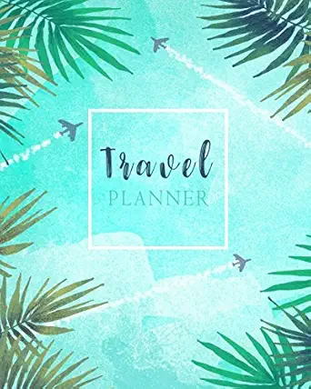 travel planner watercolor travelling by plane trip planner itinerary checklists packing list vacation logbook