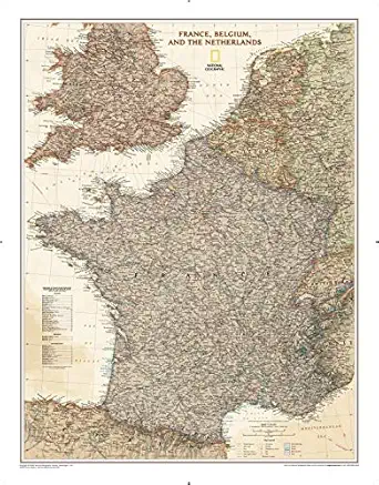 national geographic france belgium and the netherlands executive wall map laminated 1st edition national