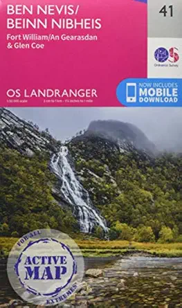 landranger active 41 ben nevis fort william and glen coe 041 041 1st edition ordnance survey 0319475832,