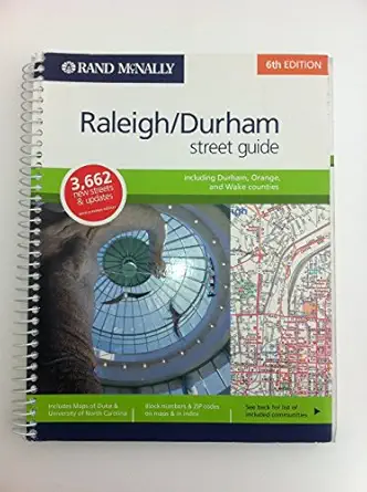 rand mcnally raleigh/durham including durham orange and wake counties street guide 1st edition rand mcnally