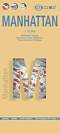 laminated manhattan map by borch 1st edition borch 386609308x, 978-3866093089
