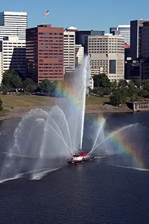 fireboat on willamette river in portland oregon journal 150 page lined notebook/diary 1st edition cool image