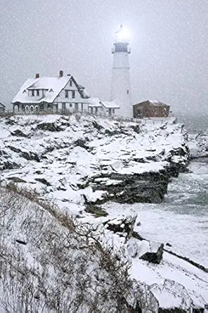 winter view of maines portland head light lighthouse journal 150 page lined notebook/diary 1st edition cool