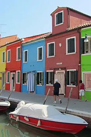 colorful houses and canal on burano island near venice italy journal 150 page lined notebook/diary 1st