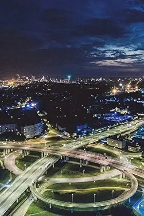 aerial view of riga latvia at night journal 150 page lined notebook/diary 1st edition cool image 1722990511,