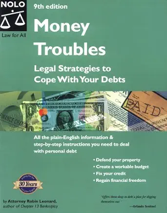 money troubles legal strategies to cope with your debts 1st edition robin leonard 0873379756, 978-0873379755