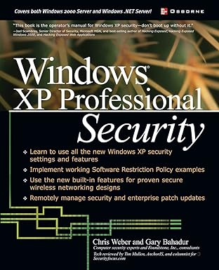 windows xp professional security 1st edition chris weber ,gary bahadur 0072226021, 978-0072226027