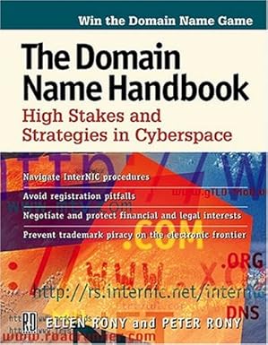 the domain name handbook high stakes and strategies in cyberspace 1st edition ellen rony ,peter r rony