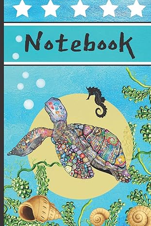 notebook sea turtle and seahorses ocean art gift lined notebook 130 pages 6 x 9 1st edition shae athena
