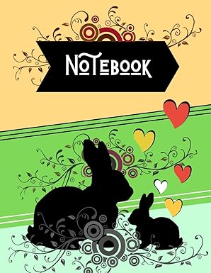 notebook cute bunny rabbit hearts writing gift lined notebook 130 pages 8 5 x 11 1st edition shae athena