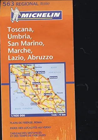 michelin toscana umbria san marino marche lazio abruzzo 1st edition michelin travel publications 2061007392,