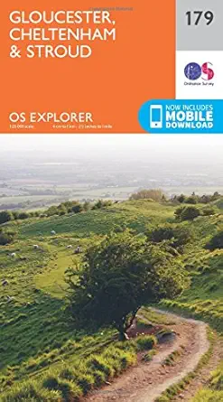 gloucester cheltenham and stroud map cotswold way ordnance survey os explorer map 179 england walks hiking