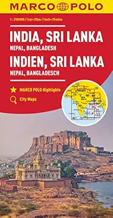 india sri lanka nepal bangladesh marco polo map 1st edition marco polo 3829739443, 978-3829739443