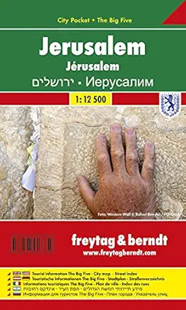 jerusalem city map 1 12 500 city pocket map + the big five 1st edition freytag berndt 3707913759,