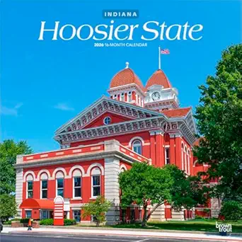 hoosier state indiana places 2026 12 x 24 inch monthly square wall calendar plastic free browntrout usa