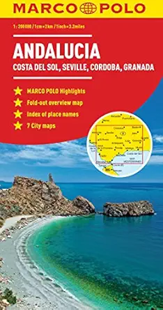 andalucia costa del sol seville cordoba marco polo map 1st edition marco polo travel publishing 3829767552,