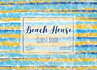 Beach House Guest Book Small Sign In Book For Vacation Home And Rental Properties Lined Pages With Simple Prompts For Visitors Sea Theme Watercolor Stripes Cover Design Softcover