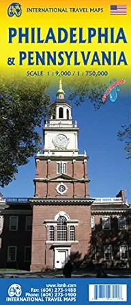 philadelphia and pennsylvania travel reference map 1 10k/750k 1st edition itmb publishing ltd 1771296259,