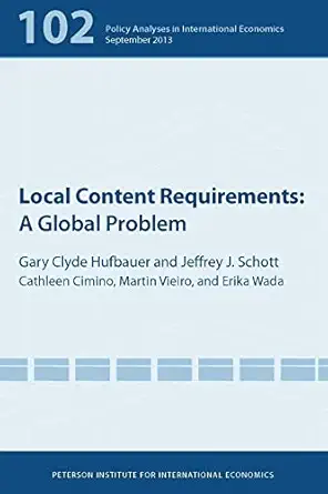local content requirements a global problem 1st edition gary clyde hufbauer ,jeffrey schott ,cathleen cimino