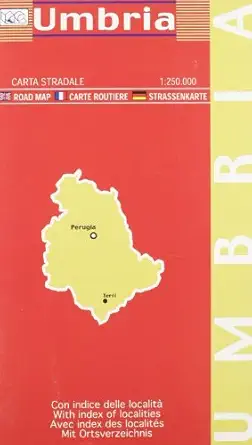 carte regionali con indice delle localitai umbria road map with index of localities 1st edition litografia