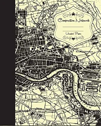 london map unruled composition notebook journal diary travel 8 x 10 120 p blank composition notebook for