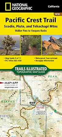 pacific crest trail scodie piute and tehachapi mountains map walker pass to vasquez rocks 1st edition