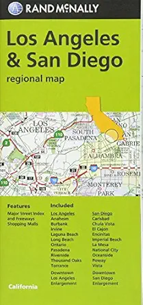 rand mcnally los angeles and san diego ca regional map 1st edition rand mcnally and company 0528007580,