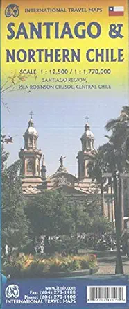 santiago and northern chile travel reference map 1 12 500/1 770k 1st edition itmb publishing ltd 1771297123,