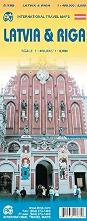 1 latvia and riga travel reference map 1 460 000/8 000 1st edition itmb publishing ltd 1553412281,