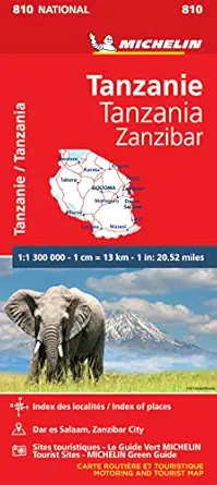 michelin tanzania zanzibar road and tourist map 810 1st edition michelin michelin 206724258x, 978-2067242586