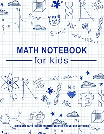 math notebook for kids blank grid paper journal for math drawing science and sketching large blank math
