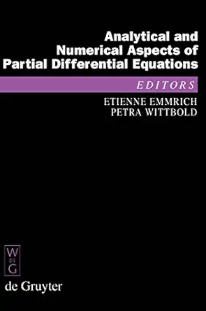 analytical and numerical aspects of partial differential equations notes of a lecture series 1st edition