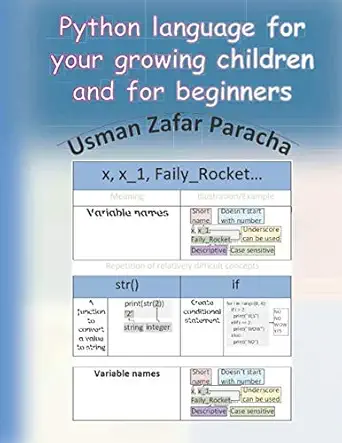 python language for your growing children and for beginners 1st edition usman zafar paracha 108199472x,