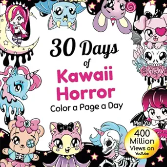 30 days of kawaii horror color a page a day daily coloring book creepy cute pastel goth relaxing coloring
