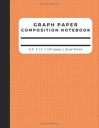graph paper composition notebook quad ruled 8 5a x 11a 100 pages orange 4 x 4 quadrille grid large letter