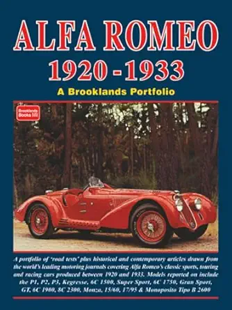 alfa romeo 1920 1933 a brooklands portfolio 1st edition brooklands books ltd 1855209802, 978-1855209800