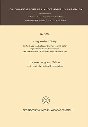 untersuchung von netzen mit vera nderlichen elementen 1st edition gerhard dickopp 3663199436, 978-3663199434