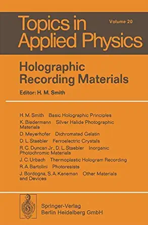 holographic recording materials 1st edition h m smith 354008293x, 978-3540082934
