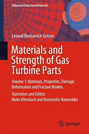 materials and strength of gas turbine parts volume 1 materials properties damage deformation and fracture