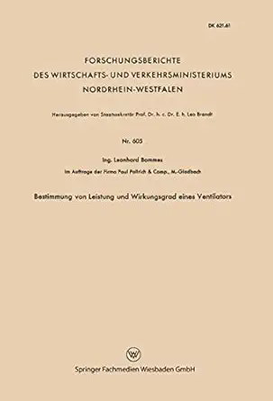 bestimmung von leistung und wirkungsgrad eines ventilators 1st edition leonhard bommes 366303559x,