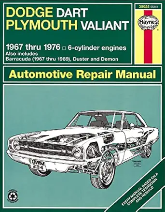 dodge dart and plymouth valiant covering dodge dart demon plymouth valiant duster with 6 cylinder engines and